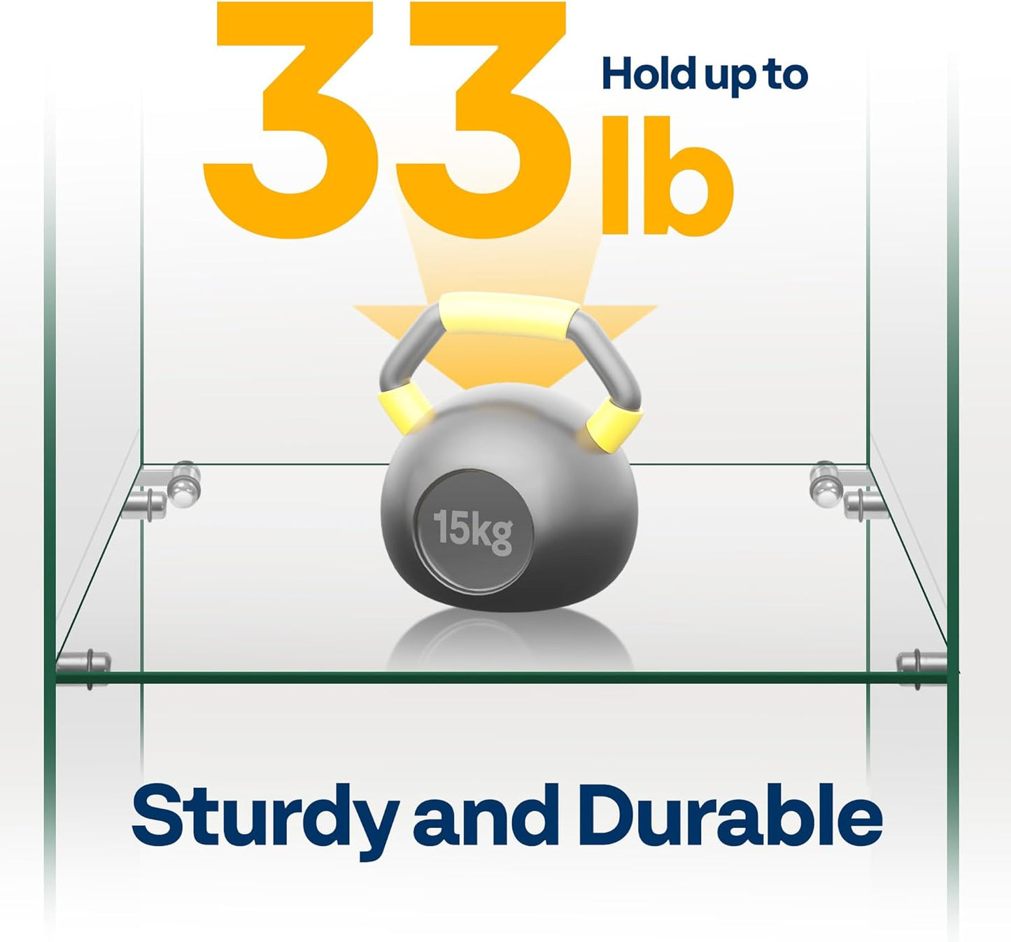 VIVOHOME 2 Layers 15.7''W x 15.7''D x 31.9''H Glass Display Cabinet Showcase Countertop with Lock, Tempered Glass 25mm MDF Base