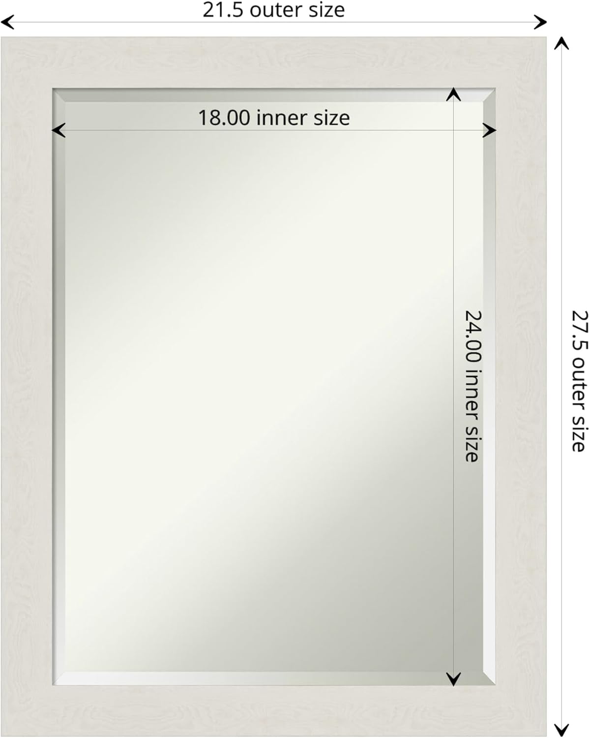 Amanti Art White Bathroom Mirror for Over Sink, 28x22 Rustic Plank White Narrow Rectangle Vanity Mirror, Medium Rustic Farmhouse Frame, Hangs Horizonally and Vertically, Bathroom Wall Decor, Beveled