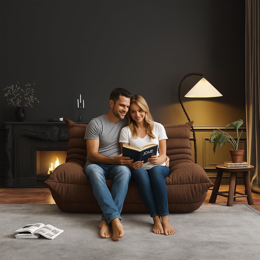 Bean Bag Chairs for Adults, Memory Foam Couch Loveseat Sofa Chair, Soft Teddy Material Cozy Comfy Reading Nook Chairs, Floor Chair for Living Room Bedroom Office(Coffee)