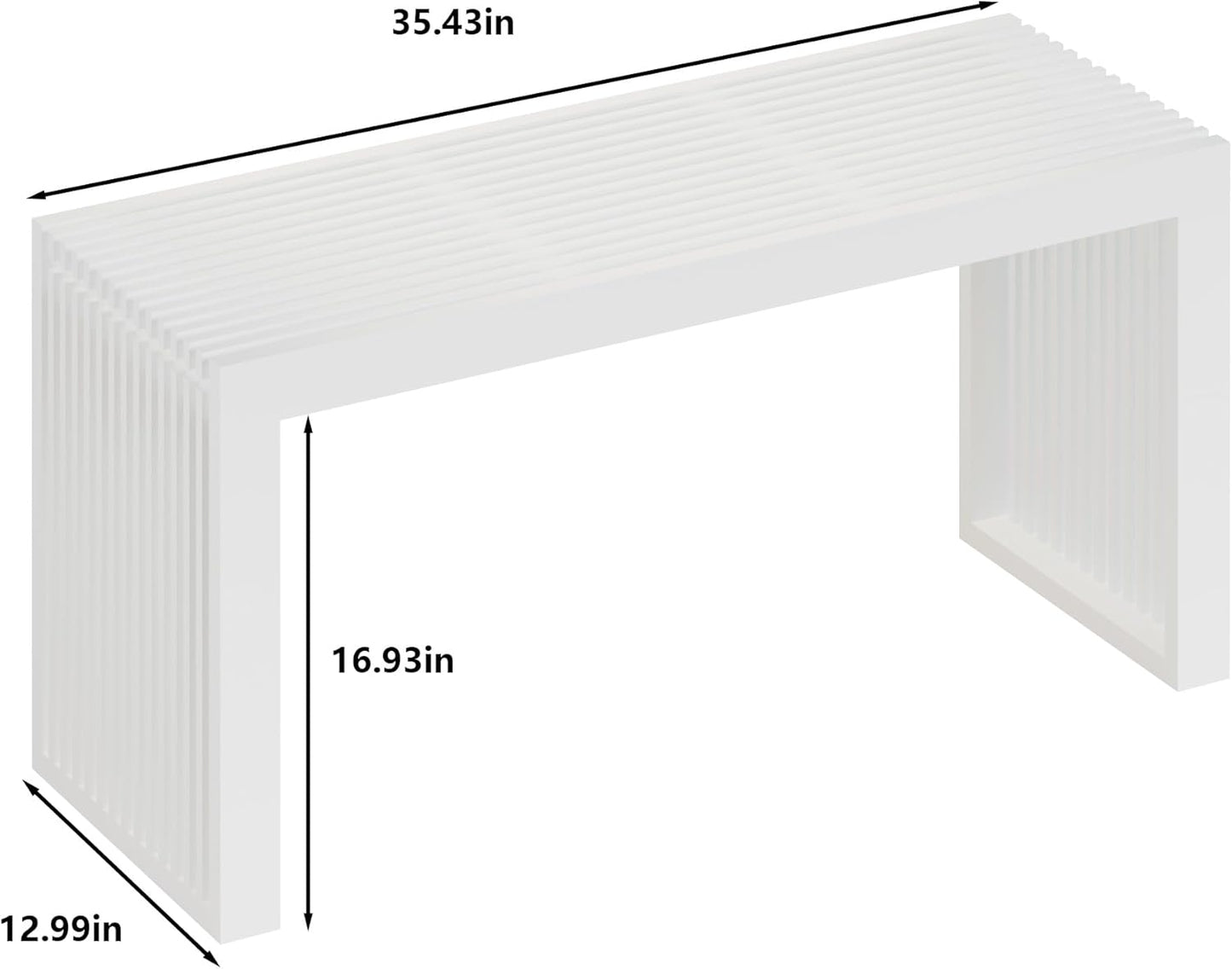 Bamboo Dining Bench Indoor Long Entryway Shoe Rack Benchs,Outdoor Modern Wood Benches 35 Inch Bamboo Bench for Living Room Hallway Bedroom Bathroom White