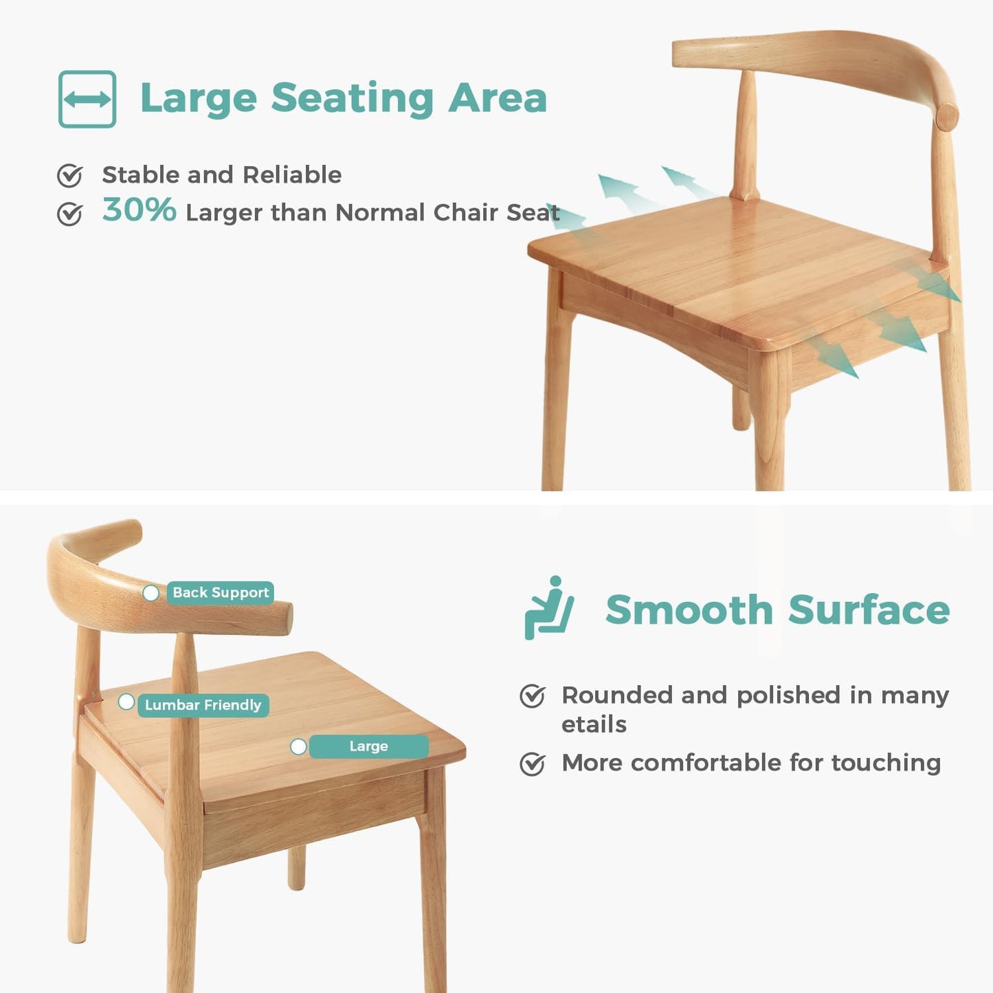 DELAVIN 4pcs Solid Wood Dining Chairs, Kitchen Chairs with Solid Oak Wood Legs, Farmhouse Style High Ladder Back Dining Room Chairs, Burlywood