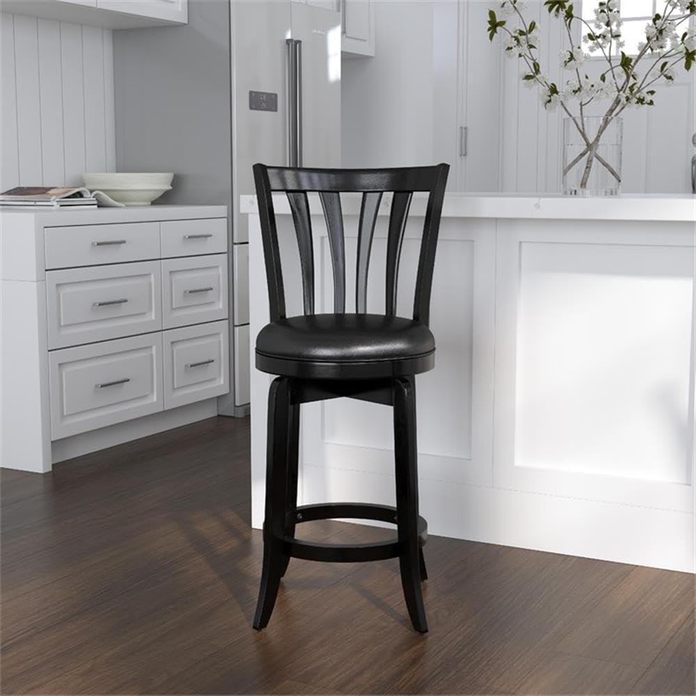 Hillsdale Savana Wood Kitchen Counter Height Stool, 29.5" High, Black