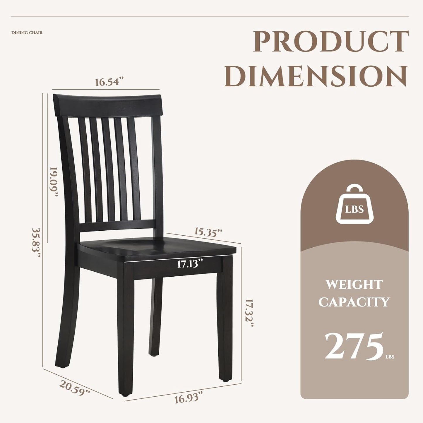 COLAMY Wooden Dining Chairs Set of 6, Spindle High Back Windsor Kitchen Side Chair, Farmhouse Dining Chairs for Kitchen and Dining Room, Dark Brown