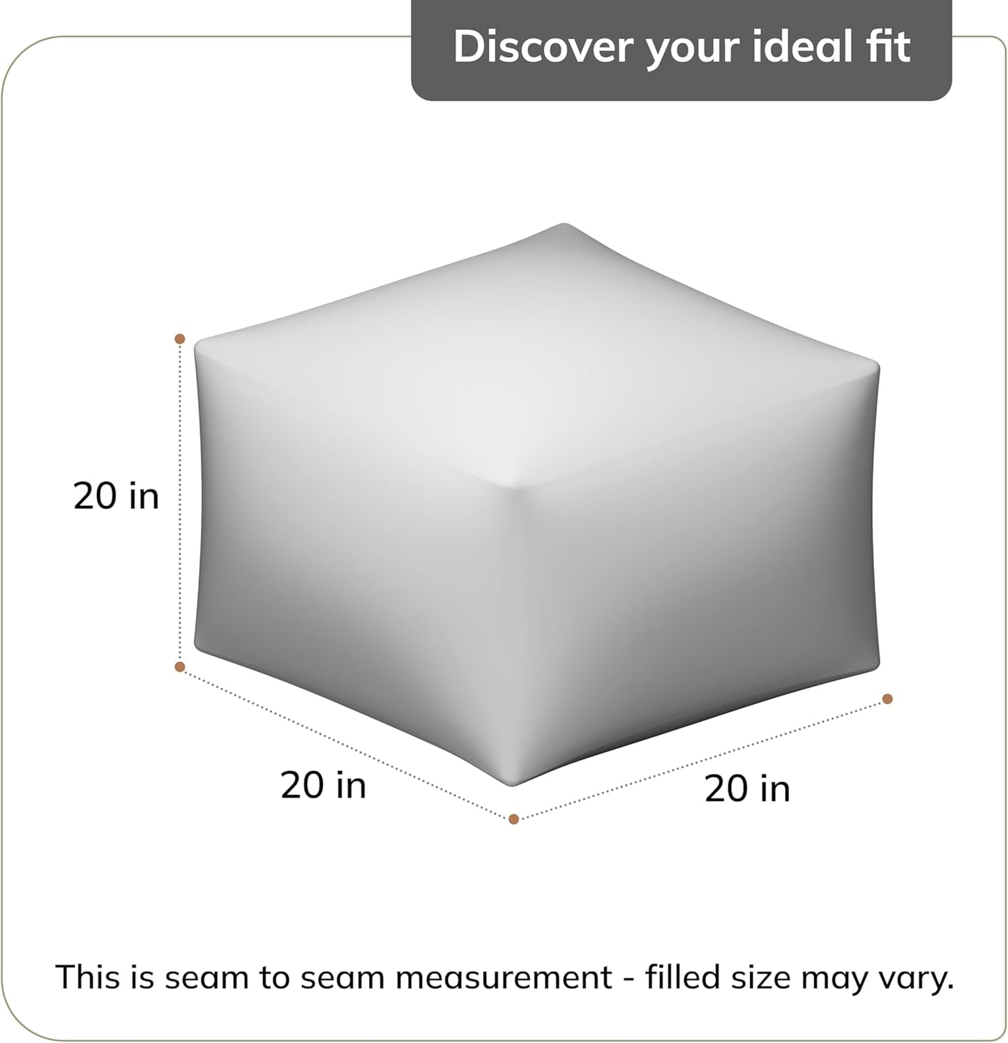 Anji Mountain 100% Handmade & Handcrafted Comfortable Home Décor Pouf Ottoman Footrest for Living Room, Bedroom, Nursery, Kidsroom, Patio Furniture - (20" x 20" x 20"- Black,Ivory)