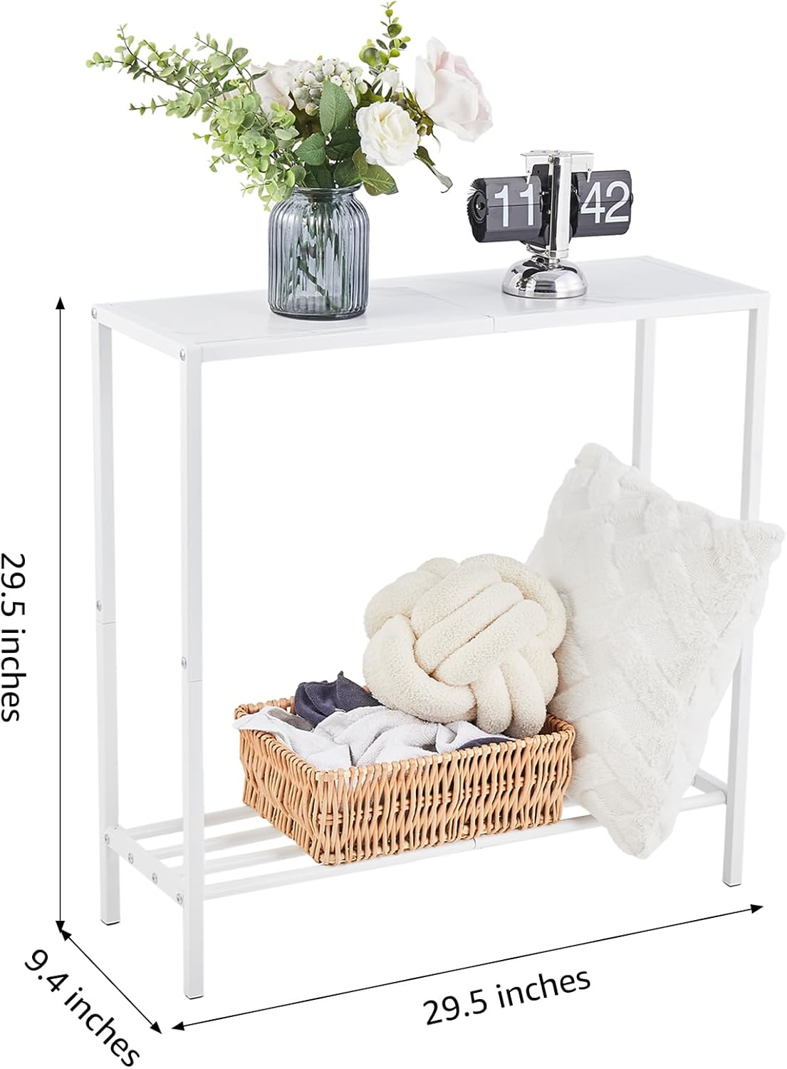 Wimarsbon 29.5" Sofa Tables, Narrow Console Table, 2 Tier Thin Sofa Table, Small Entryway Table with Shelf, Side Display Stand, Metal Frame Sturdy for Hallway, Living Room