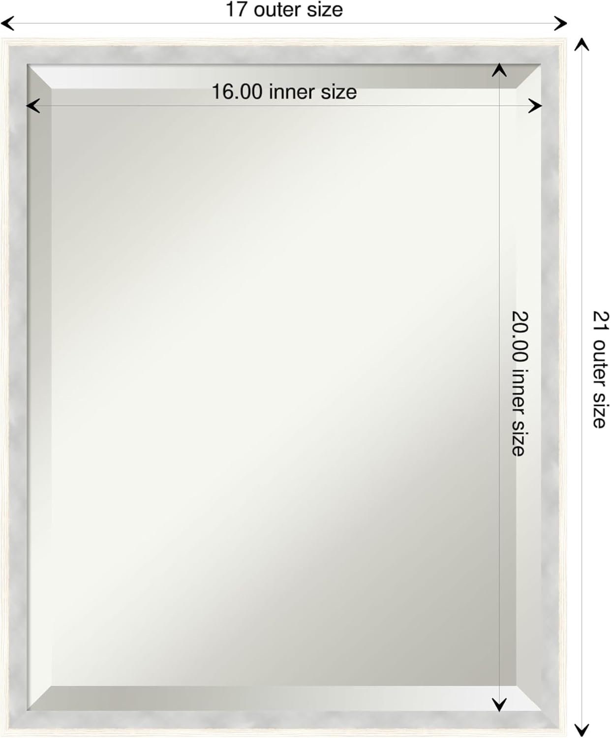 Amanti Art White Bathroom Mirror for Over Sink, 21x17 Paige White Silver Rectangle Vanity Mirror, Small Modern Contemporary Wood Frame, Hangs Horizonally and Vertically, Bathroom Wall Decor, Beveled