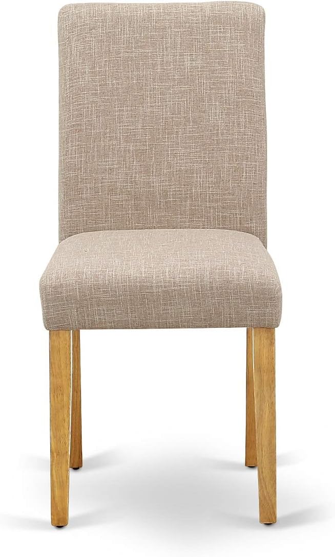 East West Furniture CAAB5-OAK-04 5 Piece Dining Table Set for 4 Includes a Rectangle Kitchen Table and 4 Light Tan Linen Fabric Parson Dining Chairs, 36x60 Inch, Oak