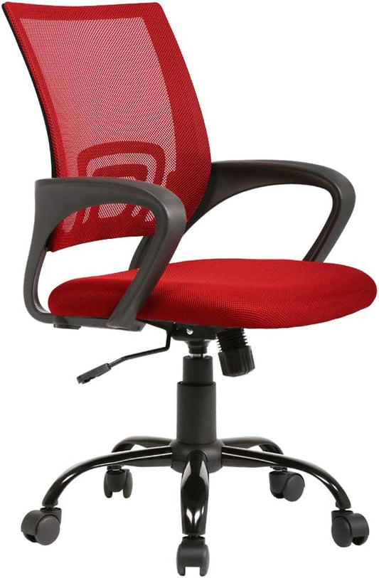 BestOffice Office Chair Ergonomic Cheap Desk Chair Mesh Computer Chair Lumbar Support Modern Executive Adjustable Stool Rolling Swivel Chair for Back Pain (Red)