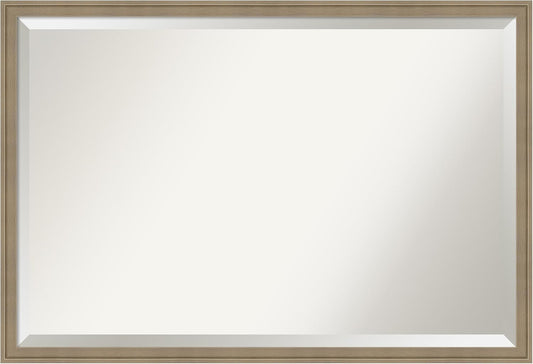 Amanti Art Brown Bathroom Mirror for Over Sink, 26x38 Florence Light Brown Rectangle Vanity Mirror, Large Casual Frame, Hangs Horizonally and Vertically, Bathroom Wall Decor, Beveled Edge from WI, USA