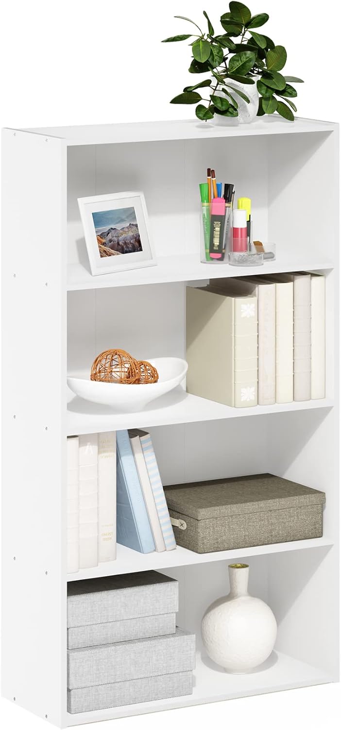 Furinno Pasir 4-Tier Bookcase/Bookshelf/Storage Shelves, White