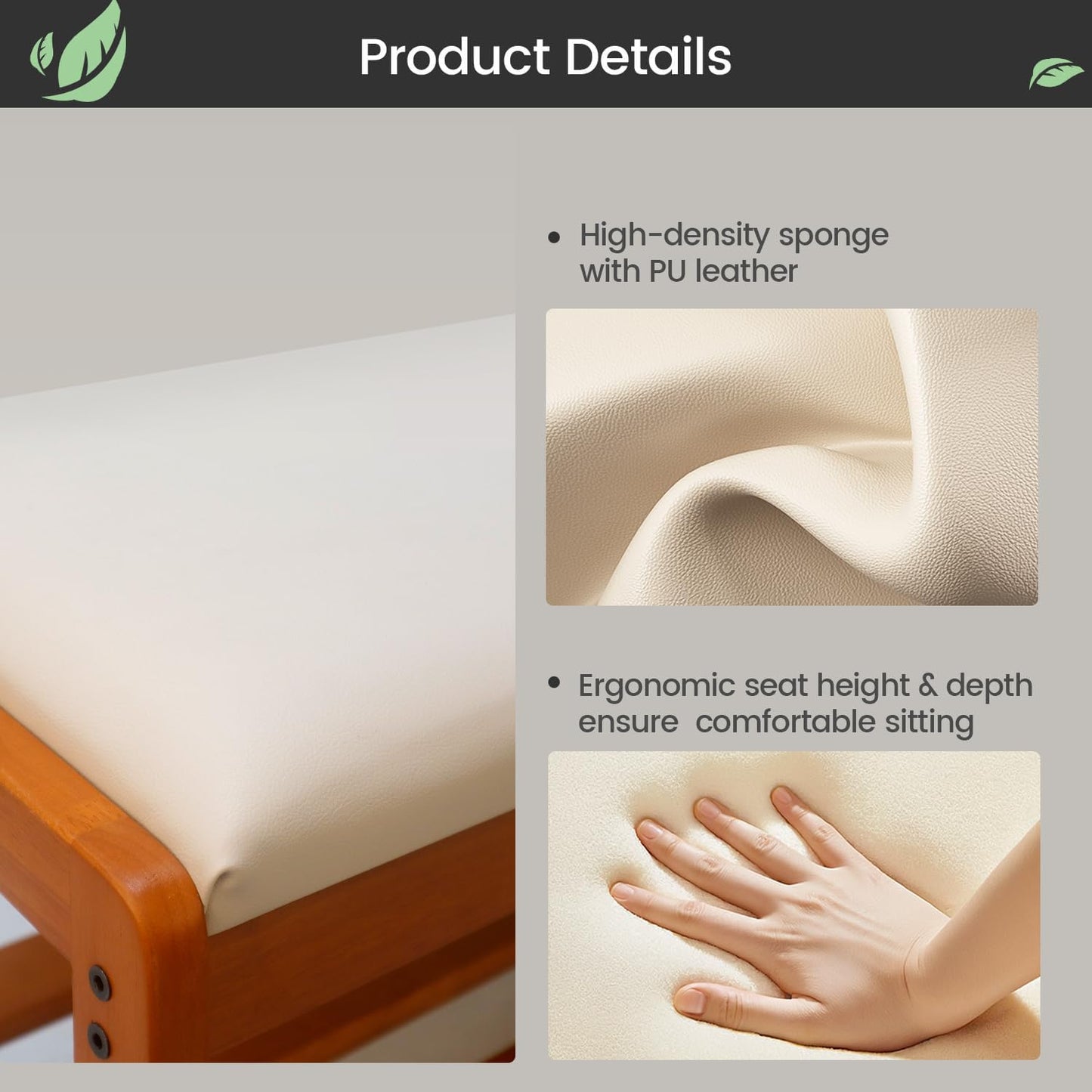 Solid Wood Shoe Rack, 2 Tier Shoe Storage Bench with Cushion Seat, 8 Pair Shoe Organizer for Entryway, Cherrywood, 32 Inch