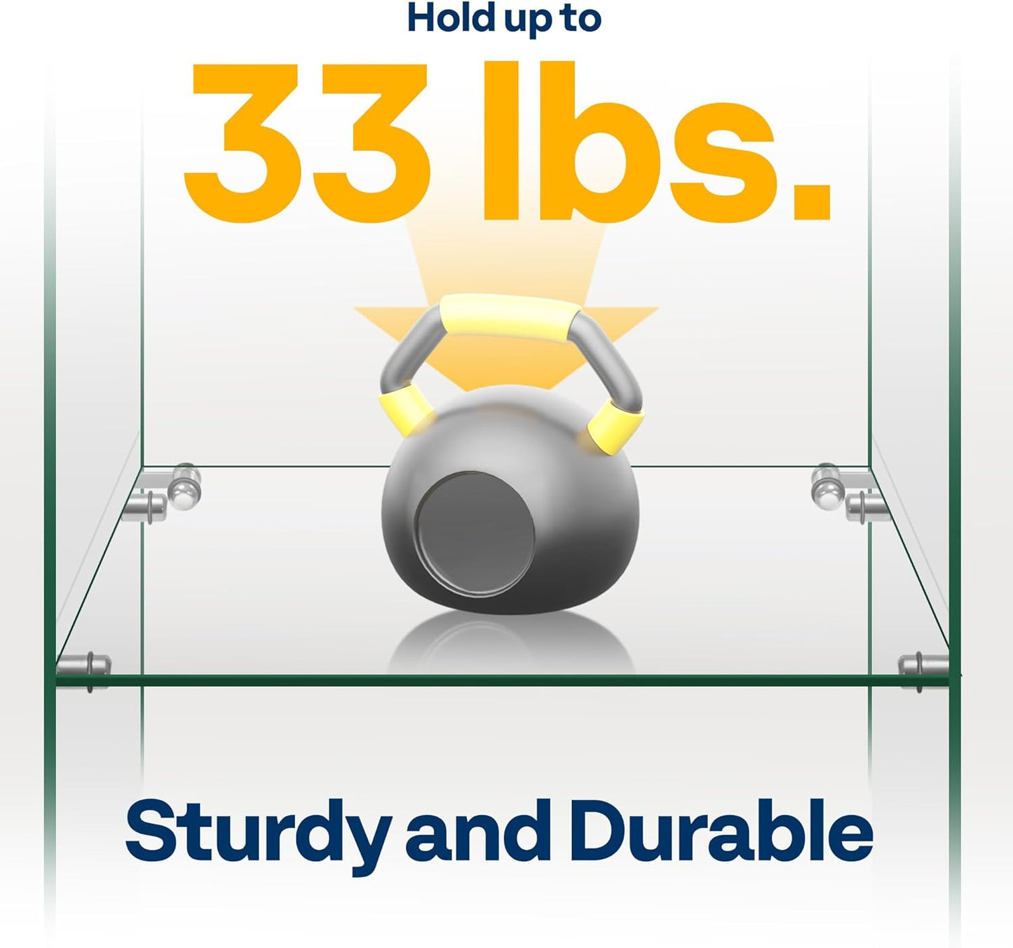 VIVOHOME 3 Layers 15.7''W x 15.7''D x 47.2''H Glass Display Cabinet Countertop Showcase with Lock, 5mm Tempered Glass 25mm MDF Base