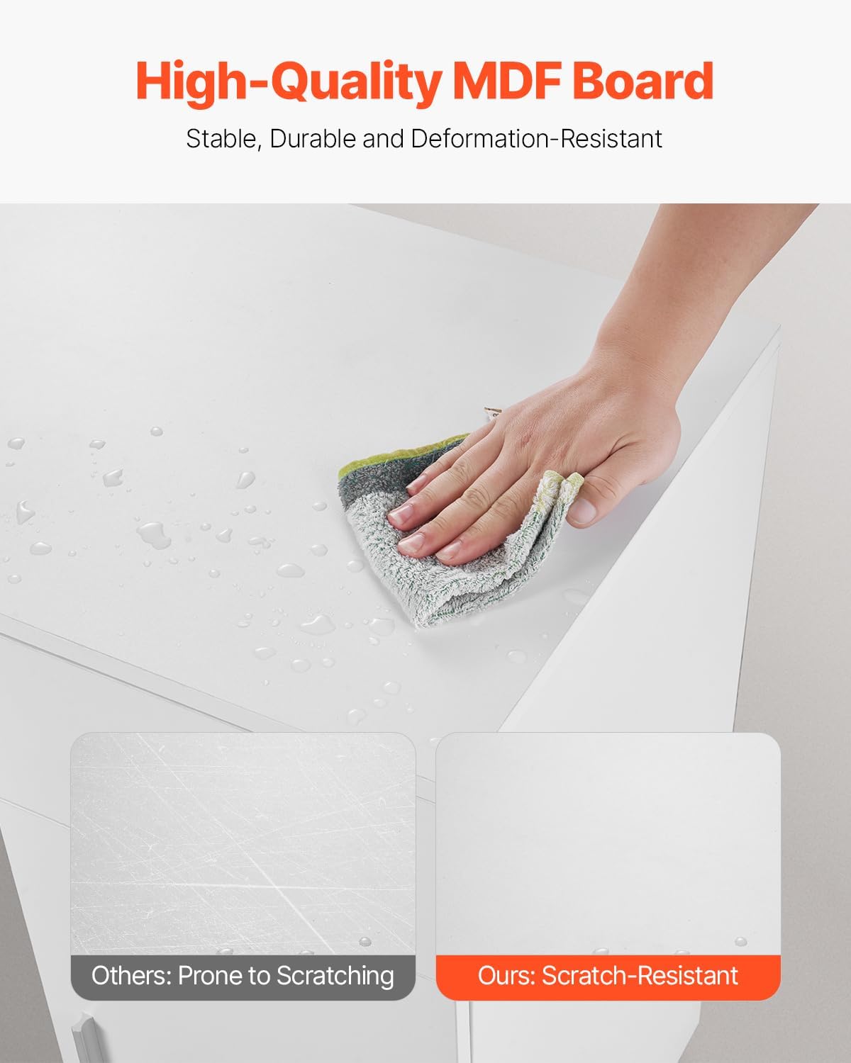 VEVOR Small Desk with Drawers, Wooden Table for Home Office, Small Computer Desk with Storage, Vanity Desk with Drawers, Study Table for Adults/Students for Drawing, Reading, Writing, White