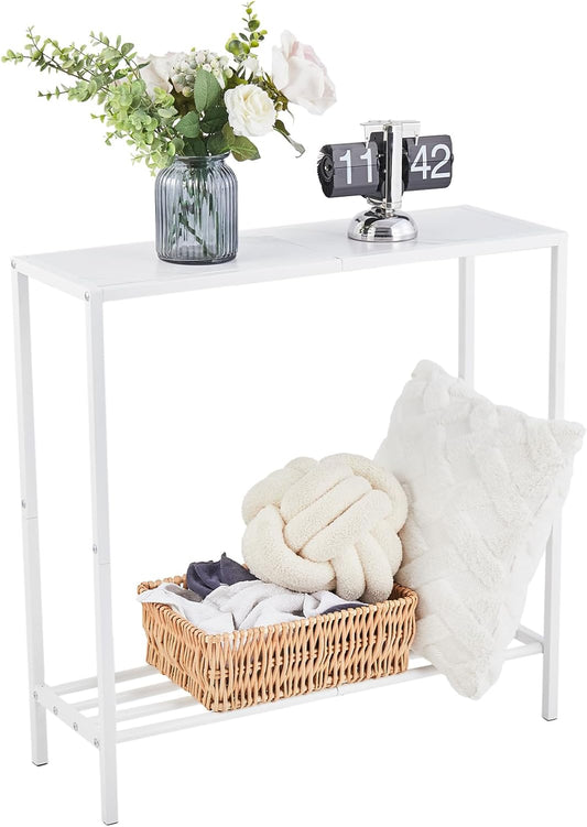 Wimarsbon 29.5" Sofa Tables, Narrow Console Table, 2 Tier Thin Sofa Table, Small Entryway Table with Shelf, Side Display Stand, Metal Frame Sturdy for Hallway, Living Room