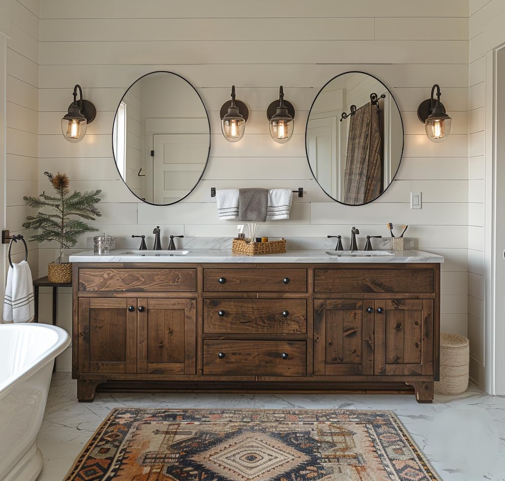 ANDY STAR Oval Bathroom Mirror, Black Oval Mirror for Bathroom, Oval Vanity Mirror for Bathroom, 20x28'' Oval Wall Mirror Pill Shaped Mirror Stainless Steel Frame Wall Mount Horizontal or Vertical