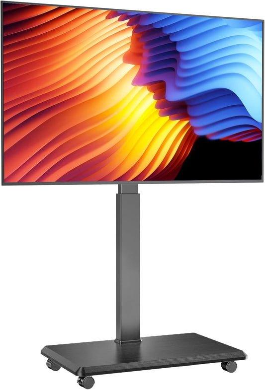 Rolling TV Stand, Portable Mobile TV Stand for 32-75 Inch TVs up to 110 lbs, 18 Adjustable Heights, Max VESA 600x400mm, Rolling TV Cart on Wheels with Mount for Bedroom, Office, Outdoor