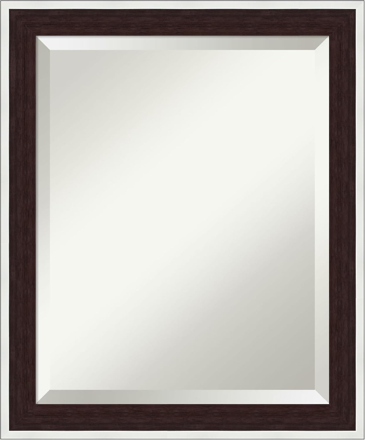 Amanti Art Wall Mirror 23x19 Maya Espresso Silver Rectangle Bathroom Mirror for Wall Decor Living Room, Small Modern Contemporary Frame, Hangs Horizonally and Vertically, Bathroom Decor, Beveled Edge