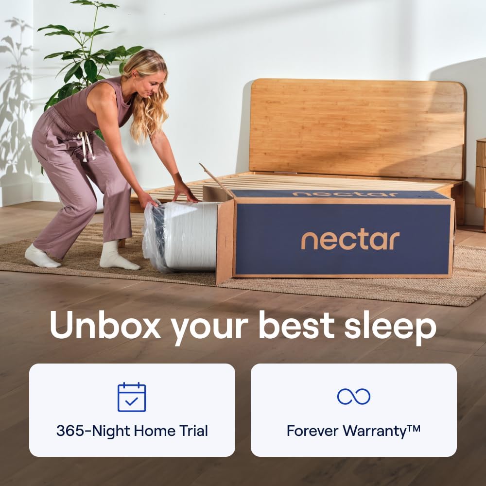 Nectar Ultra 15“ King Mattress - Medium Firm - Cooling Fibers & Temperature Regulating Material - 4” Pressure Relief Layer - Zoned Ergonomic Support Layer - 365-Night Mattress Trial
