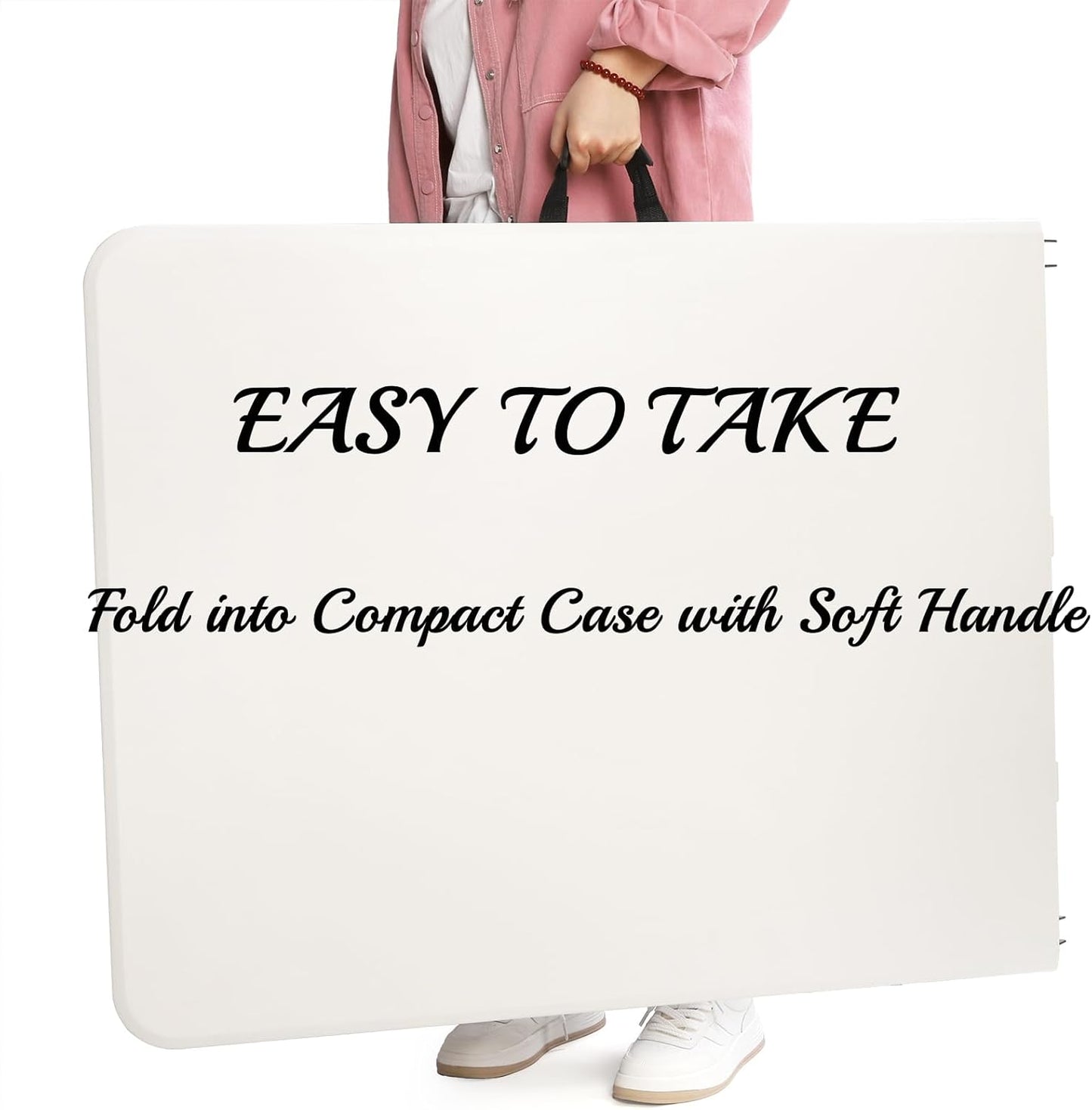 Goaste 6 Foot Folding Table, Portable Plastic Dining Table, Fold-in-Half Heavy Duty Table Indoor Outdoor for Camping, Picnic, Party, BBQ, Wedding, White