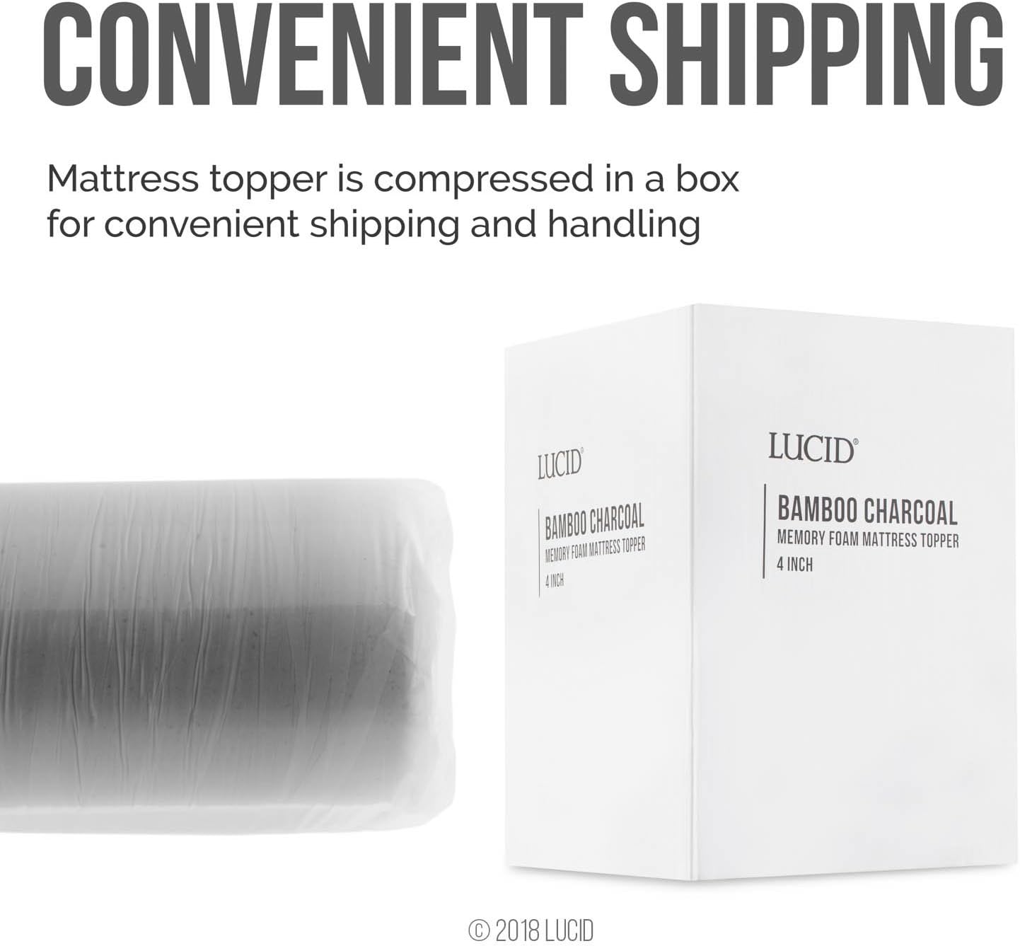 Lucid 4 Inch Bamboo Infused Memory Foam Mattress Topper - Full Size – Cooling Ventilation – Pressure Relieving Bed Topper - Mattress Pad – CertiPur Certified