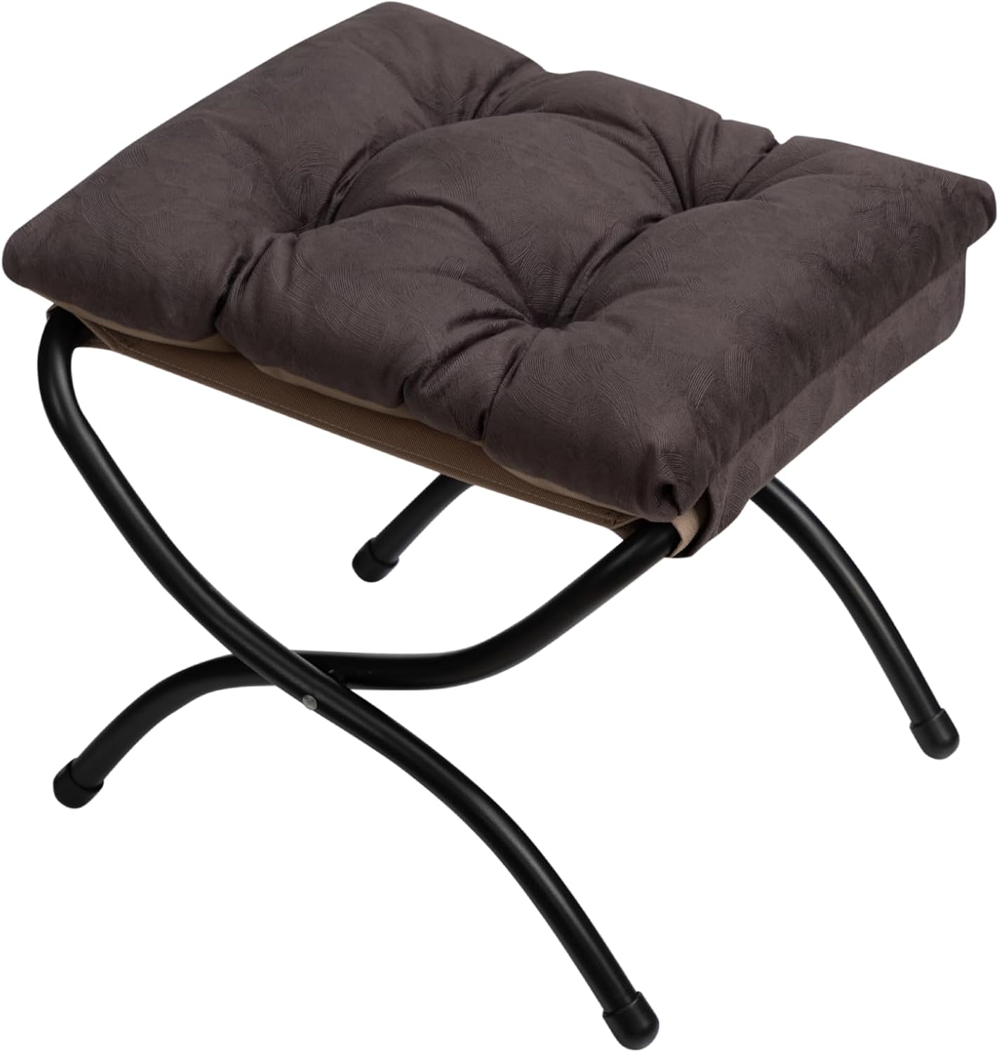 HollyHOME 15"(H) Folding Footrest Stool, Upholstered Small Foldable Ottoman, Accent Padded Sofa Foot Stool for Lazy Chair, Metal Frame Portable Foot Rest Ottoman for Living Room, Bedroom, Coffee