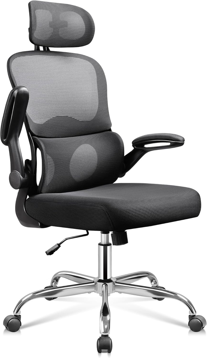 DEVAISE Office Chair, Breathable Black Mesh Elegance with Ergonomic Comfort for Professionals & Gamers
