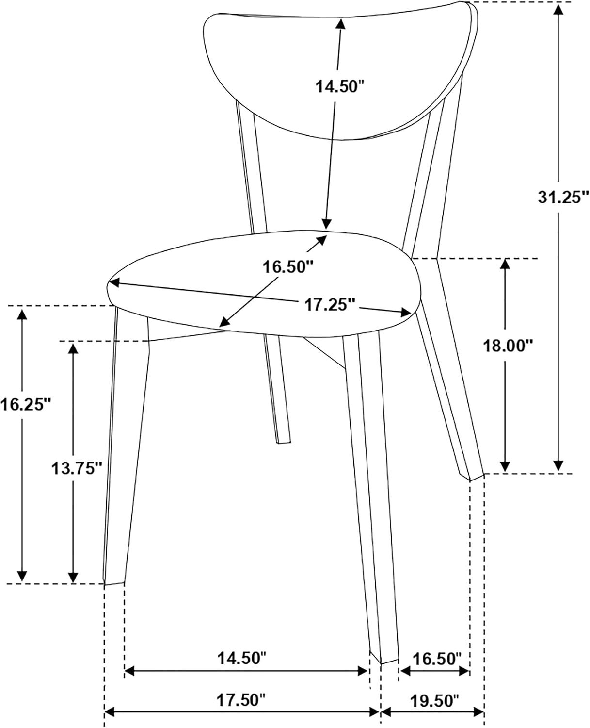 Coaster Home Furnishings Kersey Mid Century Modern Set of 2 Wood Dining Side Chairs Curved Back Padded Tan Faux Leather Polyurethane Upholstered Seat Cushion Chestnut Brown 103062