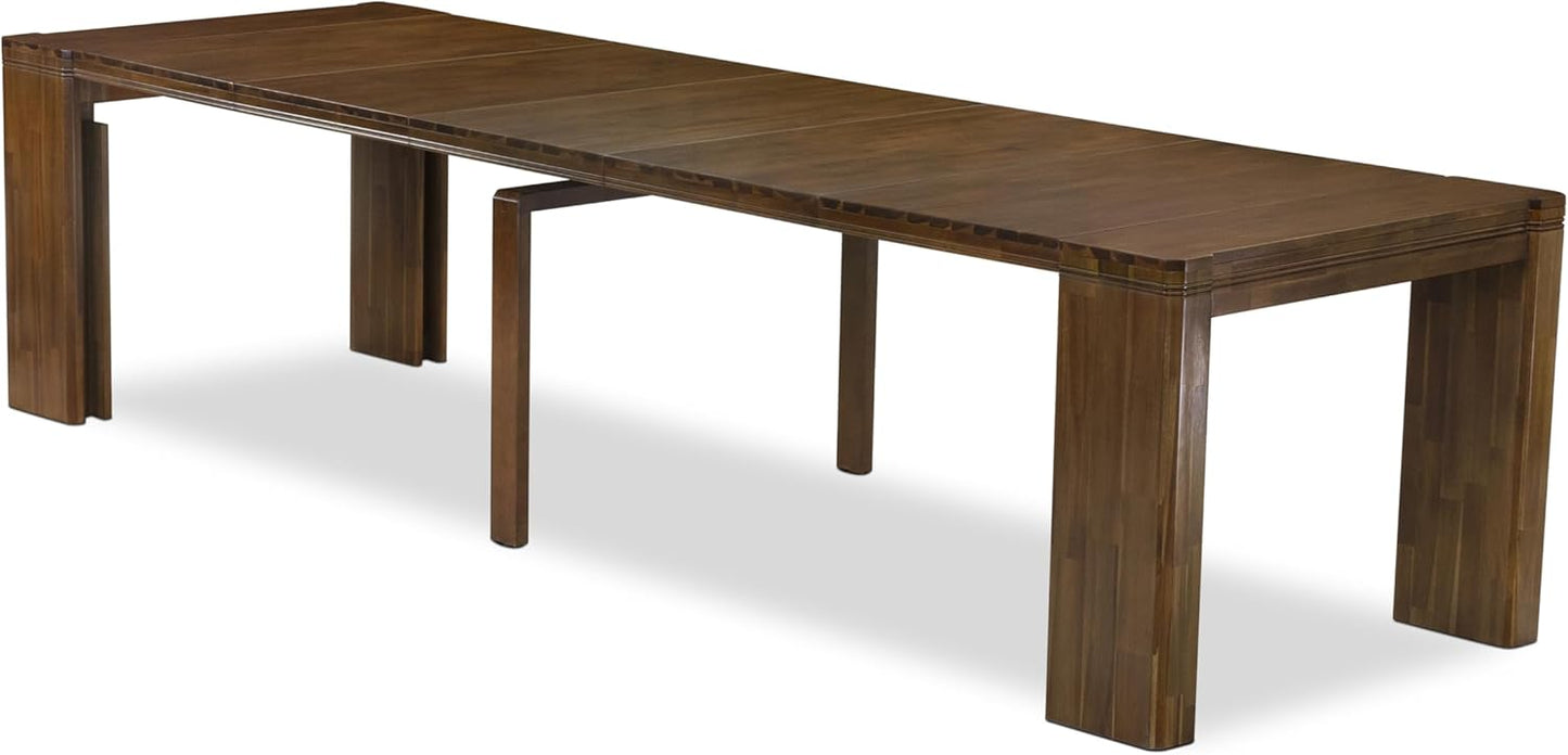 X02DA-208-12 - 5-Pc Kitchen Table Set includes an Extendable Rectangle Kitchen Table, 2 Polyester Fabric Dining Chairs and 2 Modern Benches, 39x120 Inch, Antique Walnut