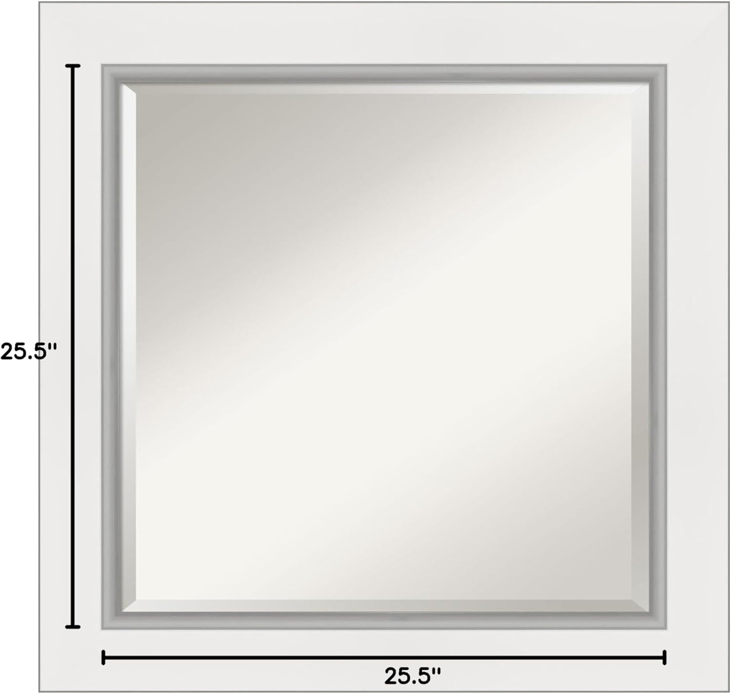 Amanti Art White Bathroom Mirror for Over Sink, 26x26 Eva White Silver Square Vanity Mirror, Medium Modern Frame, Hangs Horizonally and Vertically, Bathroom Wall Decor, Beveled Edge from WI, USA