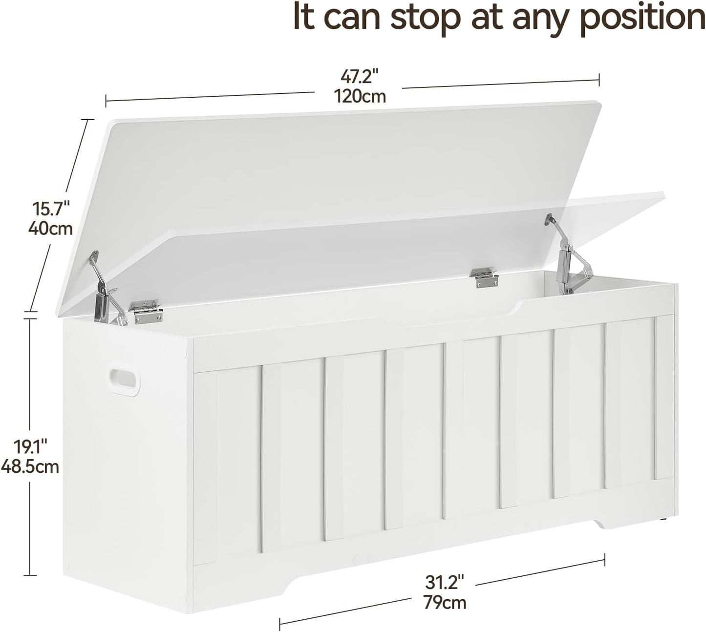 47.2" Storage Chest Extra Large,Storage Trunk with 2 Safety Hinges,Wooden Storage Bench,Shoe Bench,47.2x15.7x19.1 Inch,Easy Assembly,Storage Bench for Bedroom,Living Room,entryway(White).