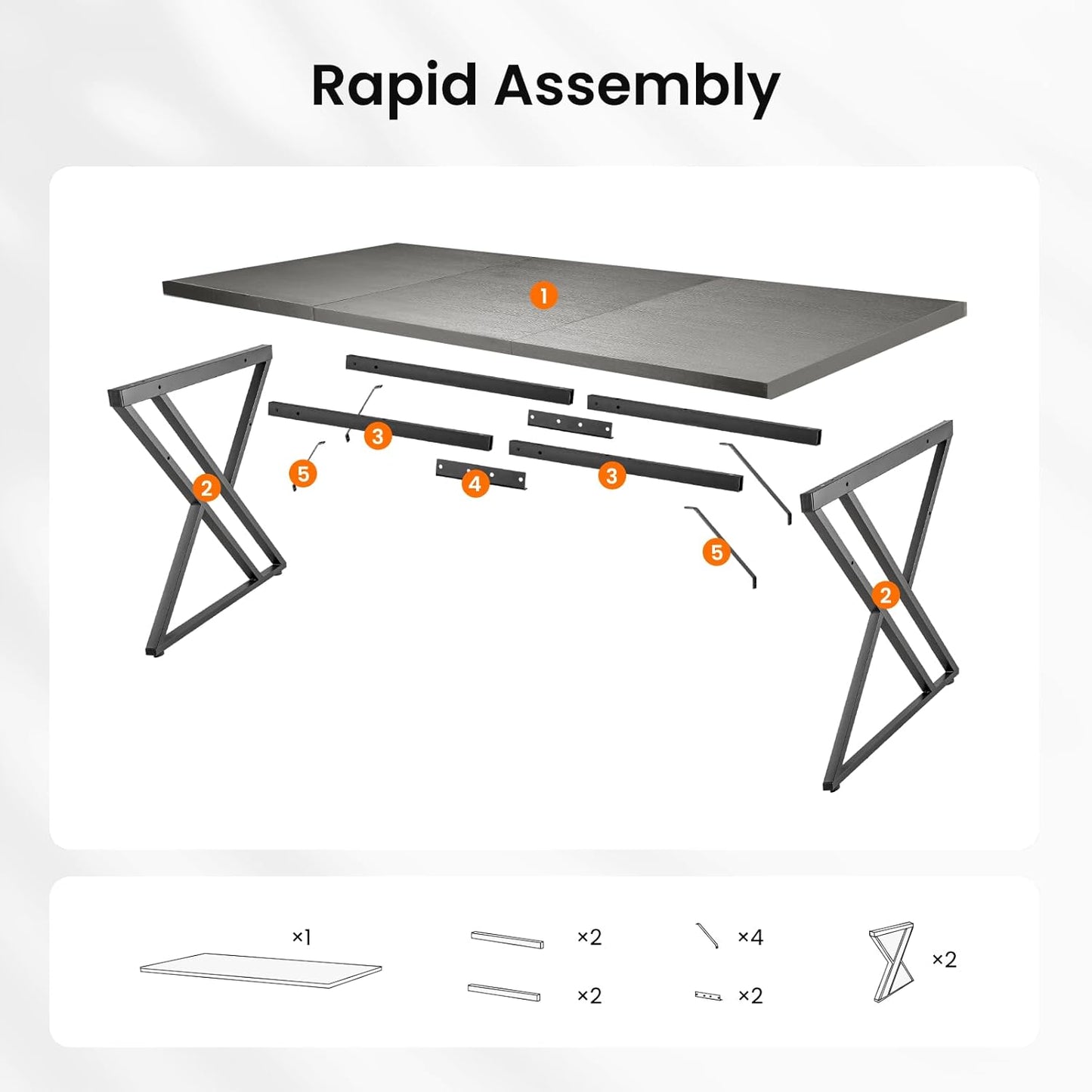 70.9Inch Office Desk, Executive Office Desk，Modern Industrial Style, Z-Shaped Table Legs, Country Black Wood Grain Top, for Home Office, Study, Conference (Ash Black)
