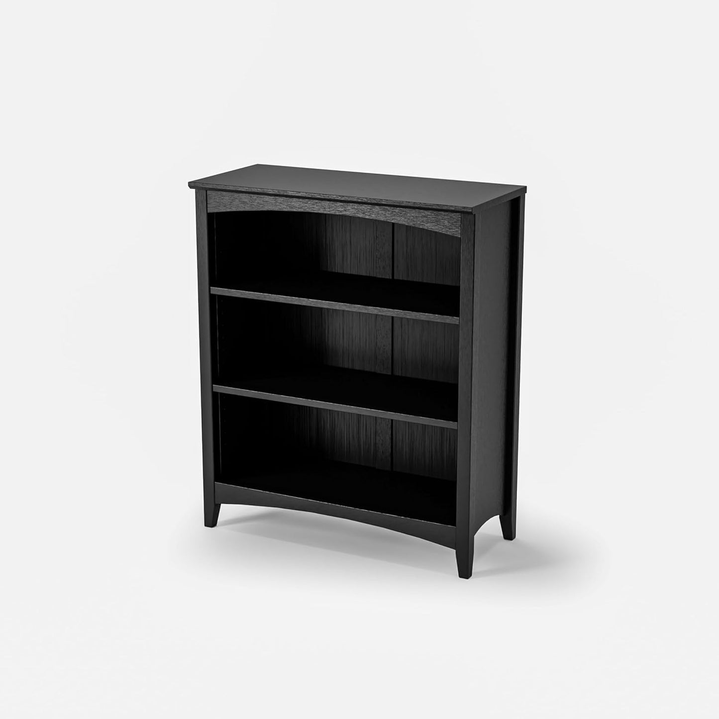 Camaflexi Shaker Style 3 Shelf Bookcase/Solid Wood / 36" High/Adjustable Shelving/Closed Back/Display Bookshelf for Living Room, Bedroom, Home and Office, Black