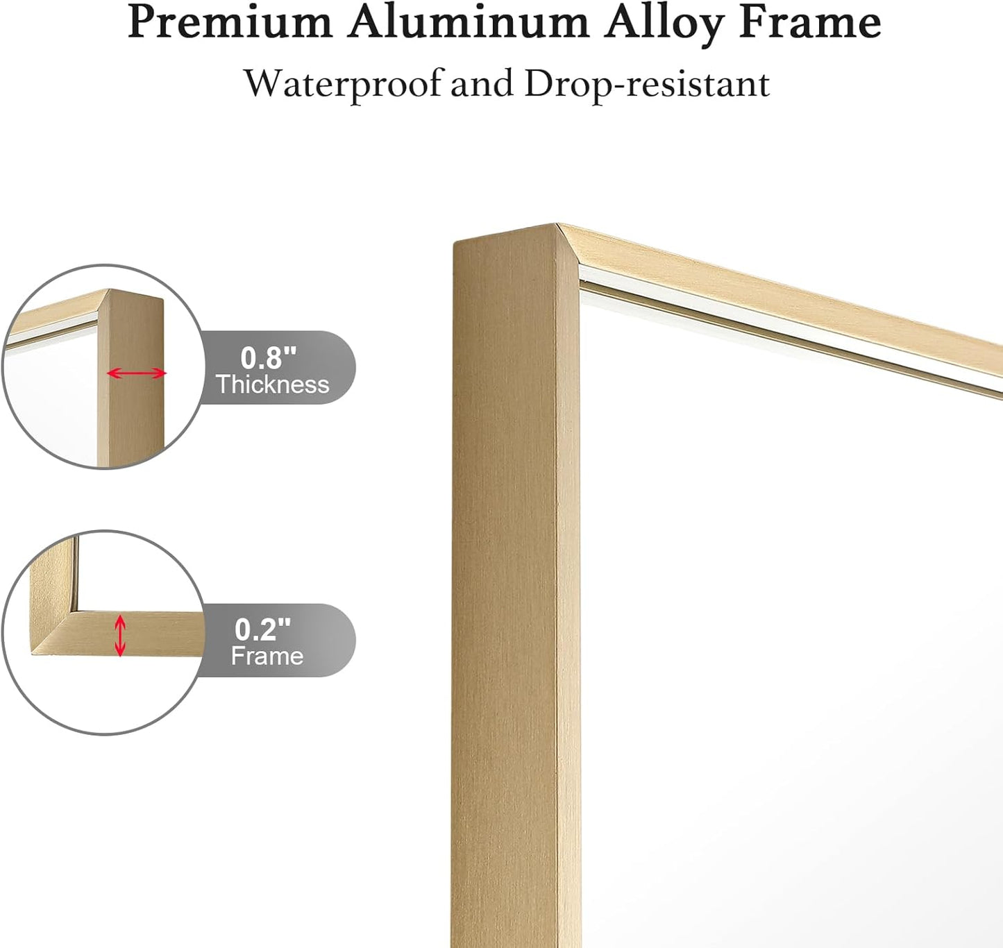 30x36 Inch Gold Bathroom Mirror - Copper-Free Mirror, Aluminum Alloy Frame Vanity Rectangle Wall Mounted Modern Mirror for Bedroom/Living Room/Porch Horizontal or Vertical