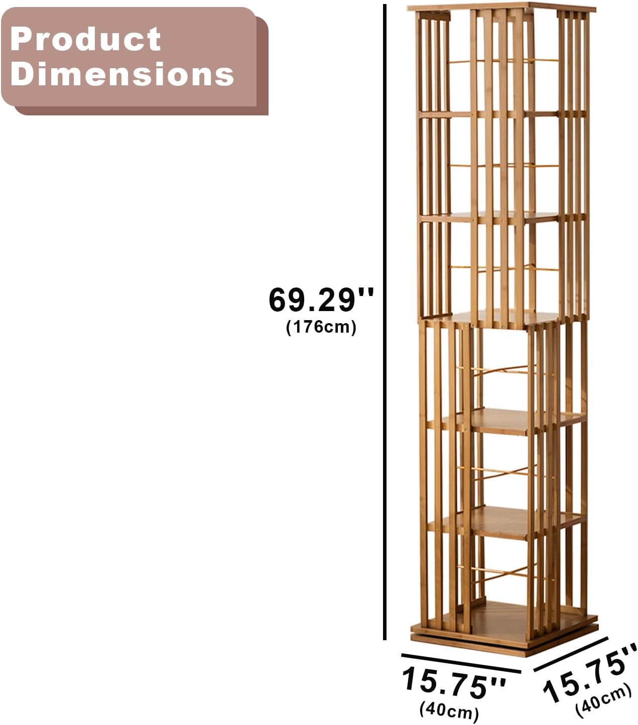 6 Tier Book Shelf,Modern Bookshelves Organizer,Brown
