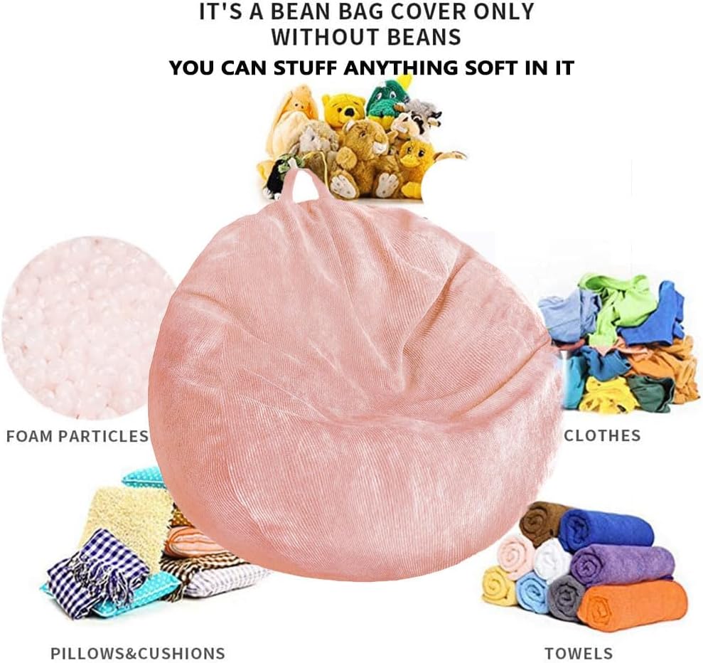 Stuffed Animal Storage Bean Bag Cover Pets Dogs/Cats Lazy Beds. Washable Ultra Soft Corduroy Stuffed for Organizing Plush Toys or Textile, Sack Bean Bag