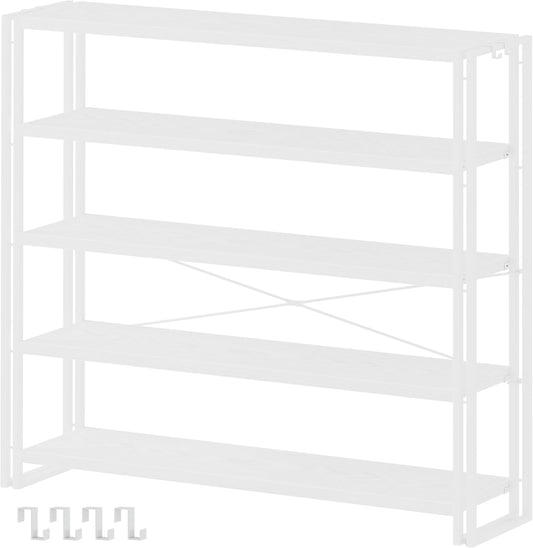 HCHQHS Bookshelf, 5-Tier Industrial Bookcase, White Open Book Shelf, Freestanding Tall Bookshelves with Metal Frame