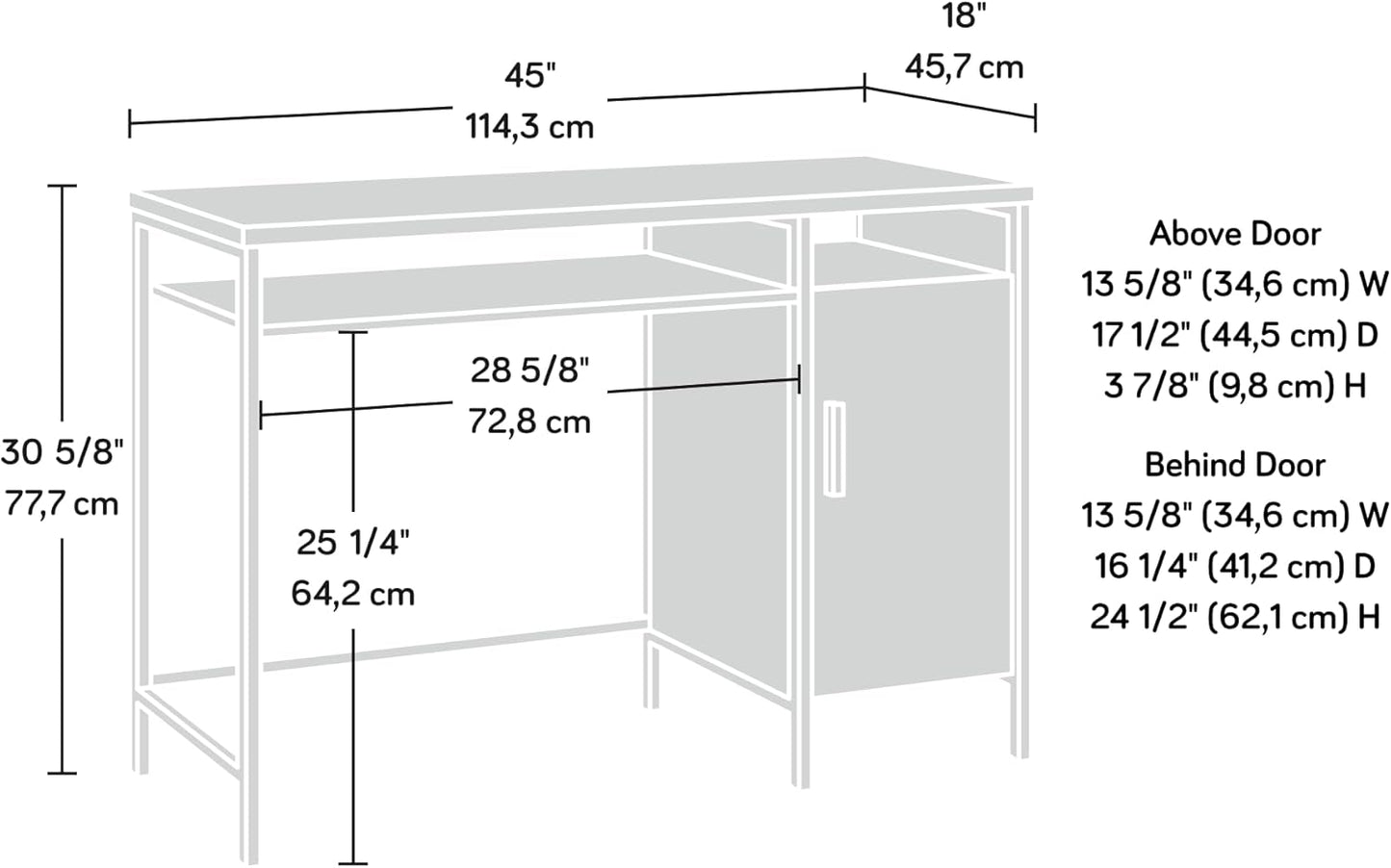 Sauder Market Commons Single Pedestal Desk, Rich Walnut Finish