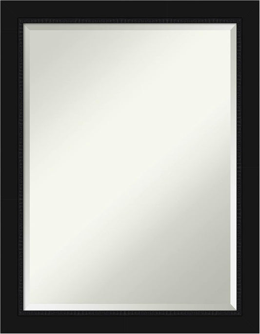 Amanti Art Black Bathroom Mirror for Over Sink, 27x21 Avon Black Rectangle Vanity Mirror, Medium Casual Frame, Hangs Horizonally and Vertically, Bathroom Wall Decor, Beveled Edge
