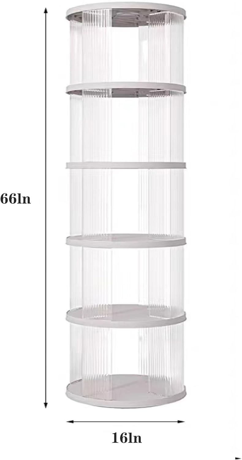 Rotating Bookshelf Tower,360° Rotating Bookshelf,66 inch High Small Space Revolving Bookcase, Suitable for Spinning Bookshelf Tower in Home and Office (White, 5 Tier, 16x16x66)