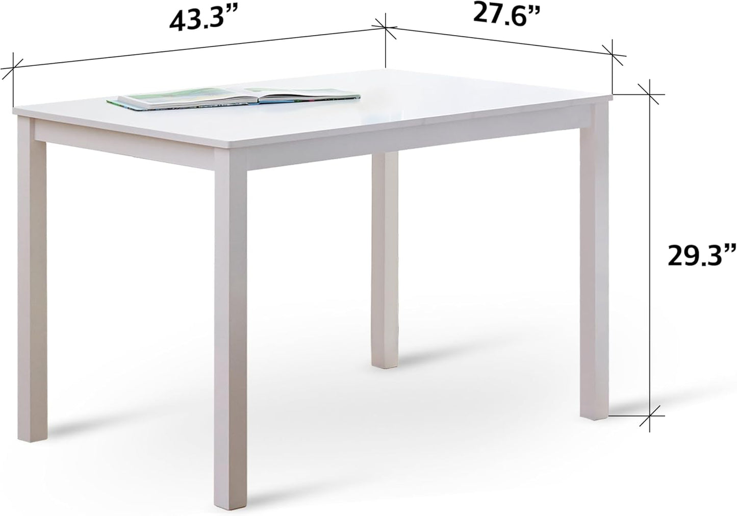 Livinia Seattle 5-Piece Wooden Dining Table Set for 4, Modern Farmhouse Kitchen Dining Room Set with Solid Wood Ladder Back Chairs for Small Space (White)