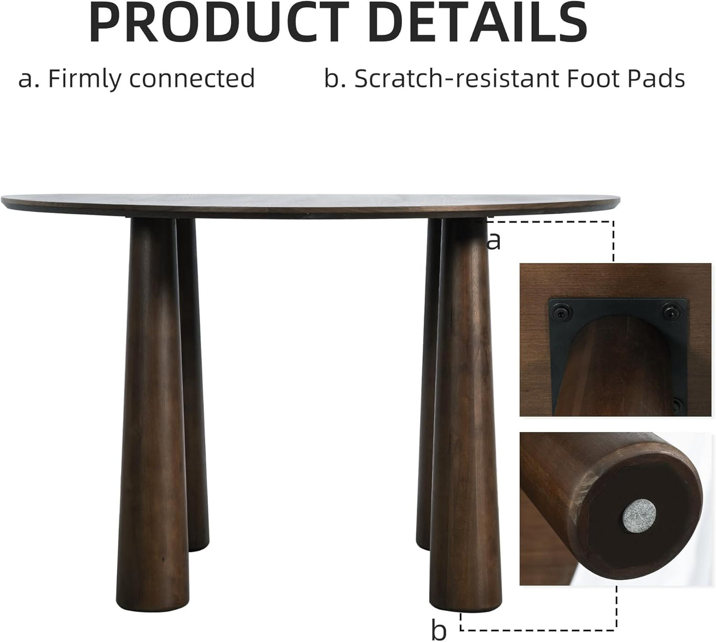 Casaphoria 59" Round Dining Table, Kitchen Table for 6 with Arc-Shaped Edge Top and Cylindrical Legs, Easy Assembly for Living Room, Dining Room, Walnut