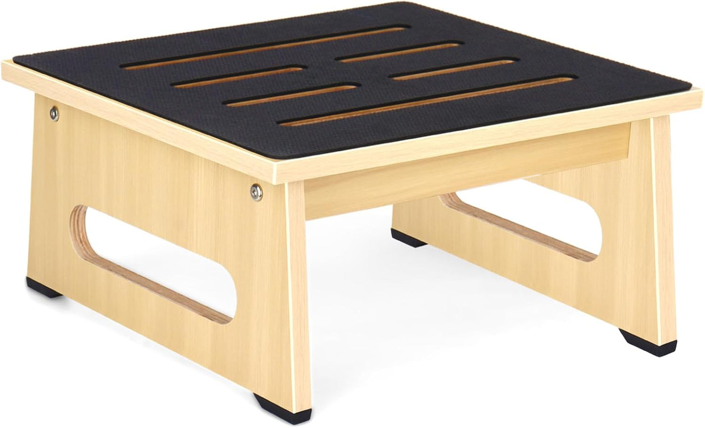 One Step Stool with Non-Slip Rubber Stepping Feet, Heavy Duty Wooden Step Stools, 450 LB Portable Bed Steps for High Beds for Bathroom, Bedroom, Kitchen & Bedside Support