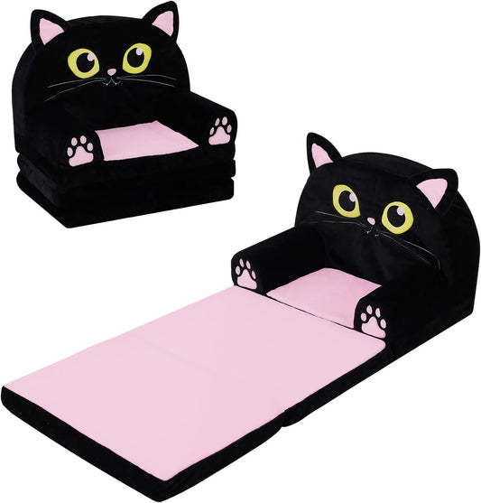 Kids Couch Comfy Foldable Kids Sofa to Lounger 2 in 1 Toddler Chair Plush Baby Sleeper Chair for Playing and Napping, Birthday Gifts for Boys and Girls