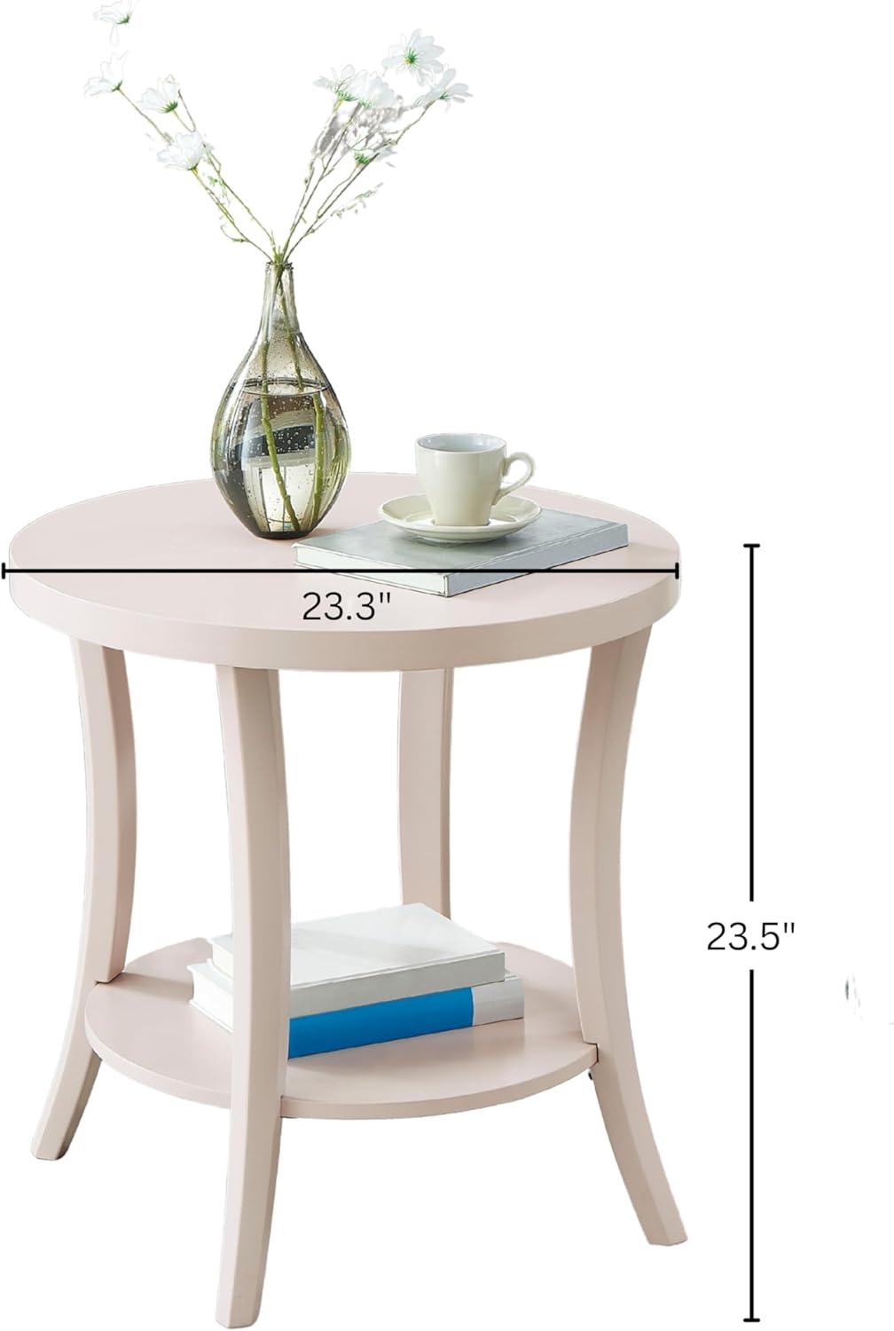 Roundhill Furniture Perth Contemporary Round End Table with Shelf