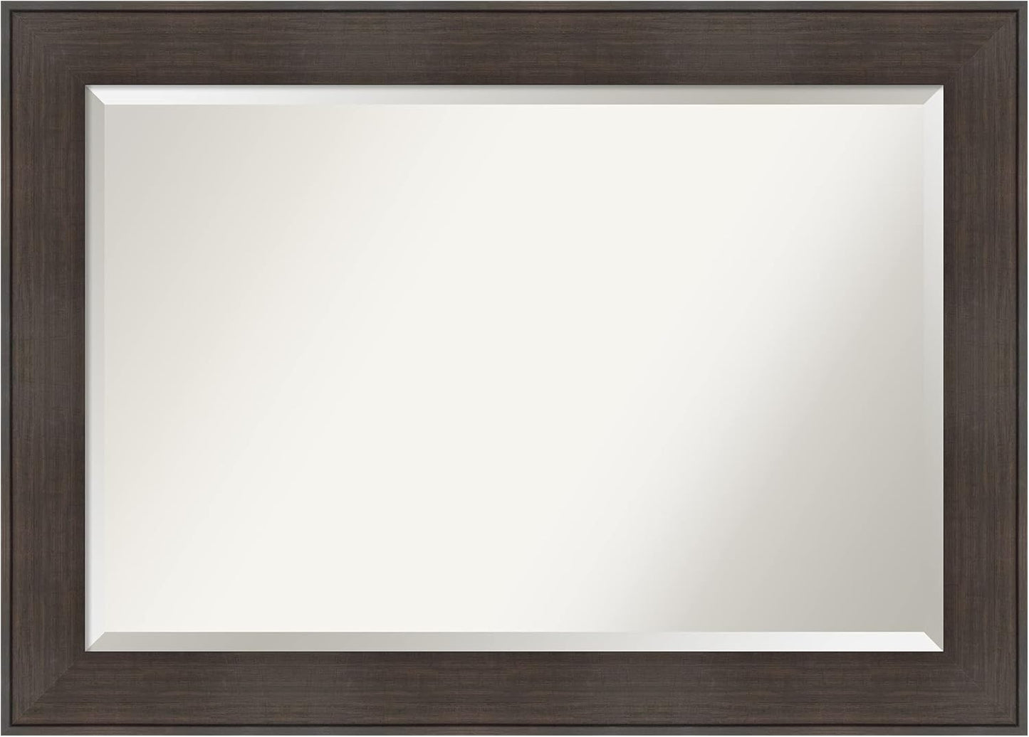 Amanti Art Brown Wall Mirror 30x42 William Rustic Woodgrain Rectangle Bathroom Mirror for Wall Decor Living Room, Large Classic Frame, Hangs Horizonally and Vertically, Bathroom Decor, Beveled Edge