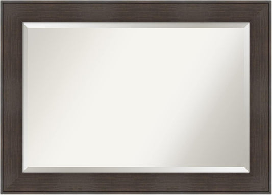 Amanti Art Brown Wall Mirror 30x42 William Rustic Woodgrain Rectangle Bathroom Mirror for Wall Decor Living Room, Large Classic Frame, Hangs Horizonally and Vertically, Bathroom Decor, Beveled Edge