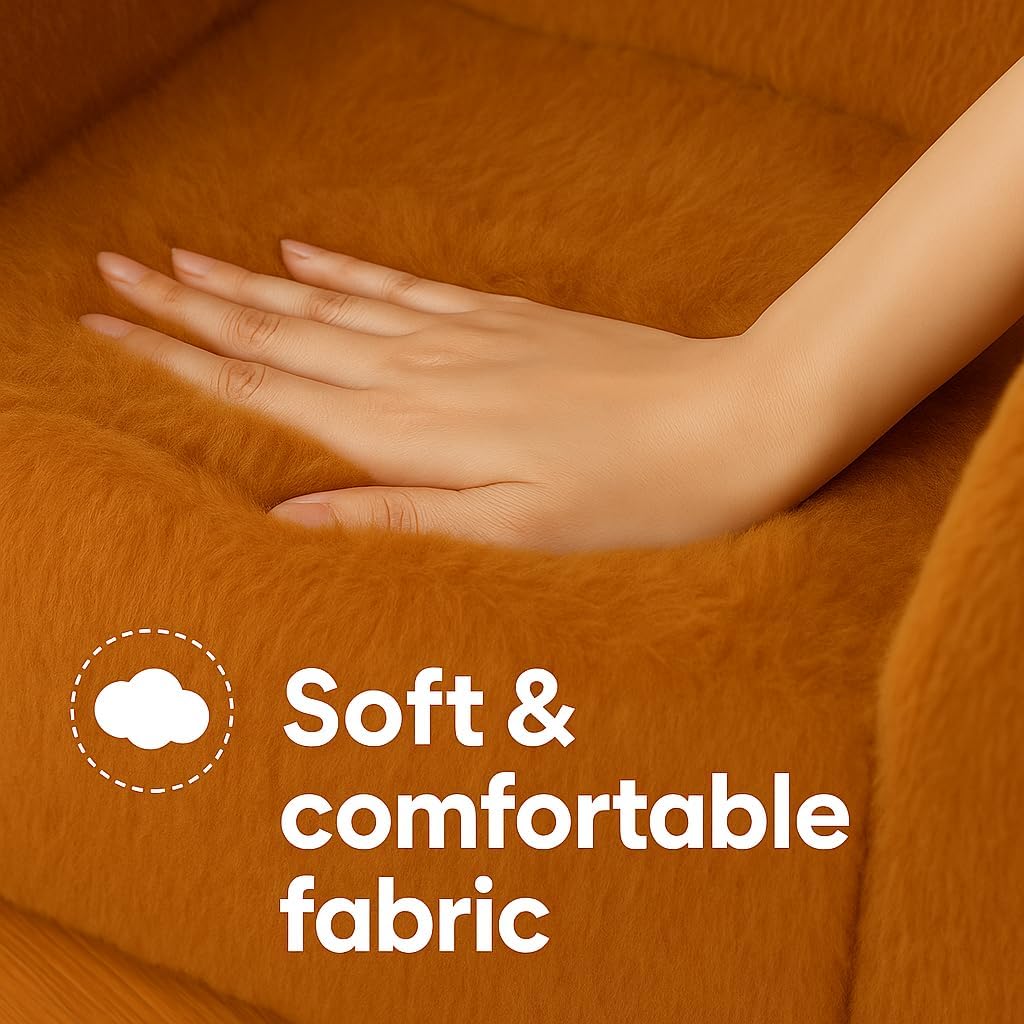 Cute Animal Toddler Foam Chair, Soft Faux Rabbit Fur, Comfy Toddler Lounge Chair and Couch with Arms, Removable Washable Cover, Kids Reading, Relaxing, for Playroom, Bedroom, Ages 1-3, Bear