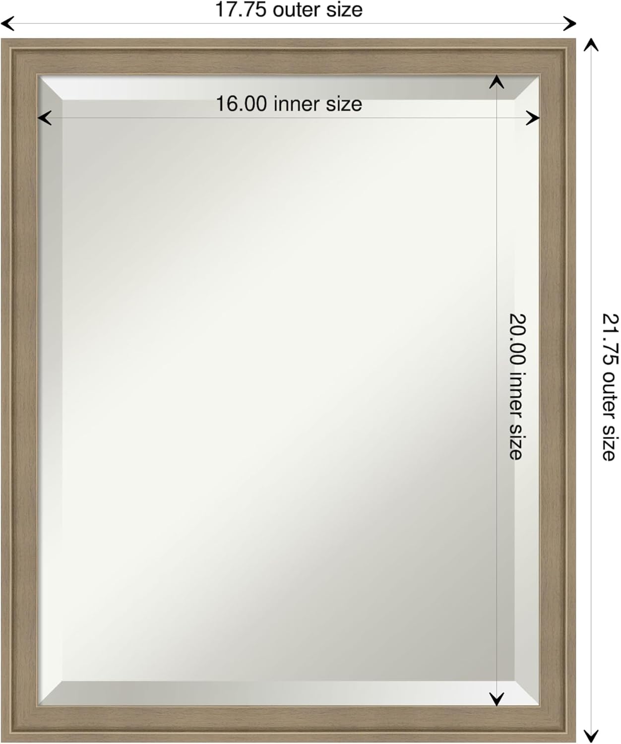 Amanti Art Brown Bathroom Mirror for Over Sink, 22x18 Florence Light Brown Rectangle Vanity Mirror, Small Casual Frame, Hangs Horizonally and Vertically, Bathroom Wall Decor, Beveled Edge from WI, USA
