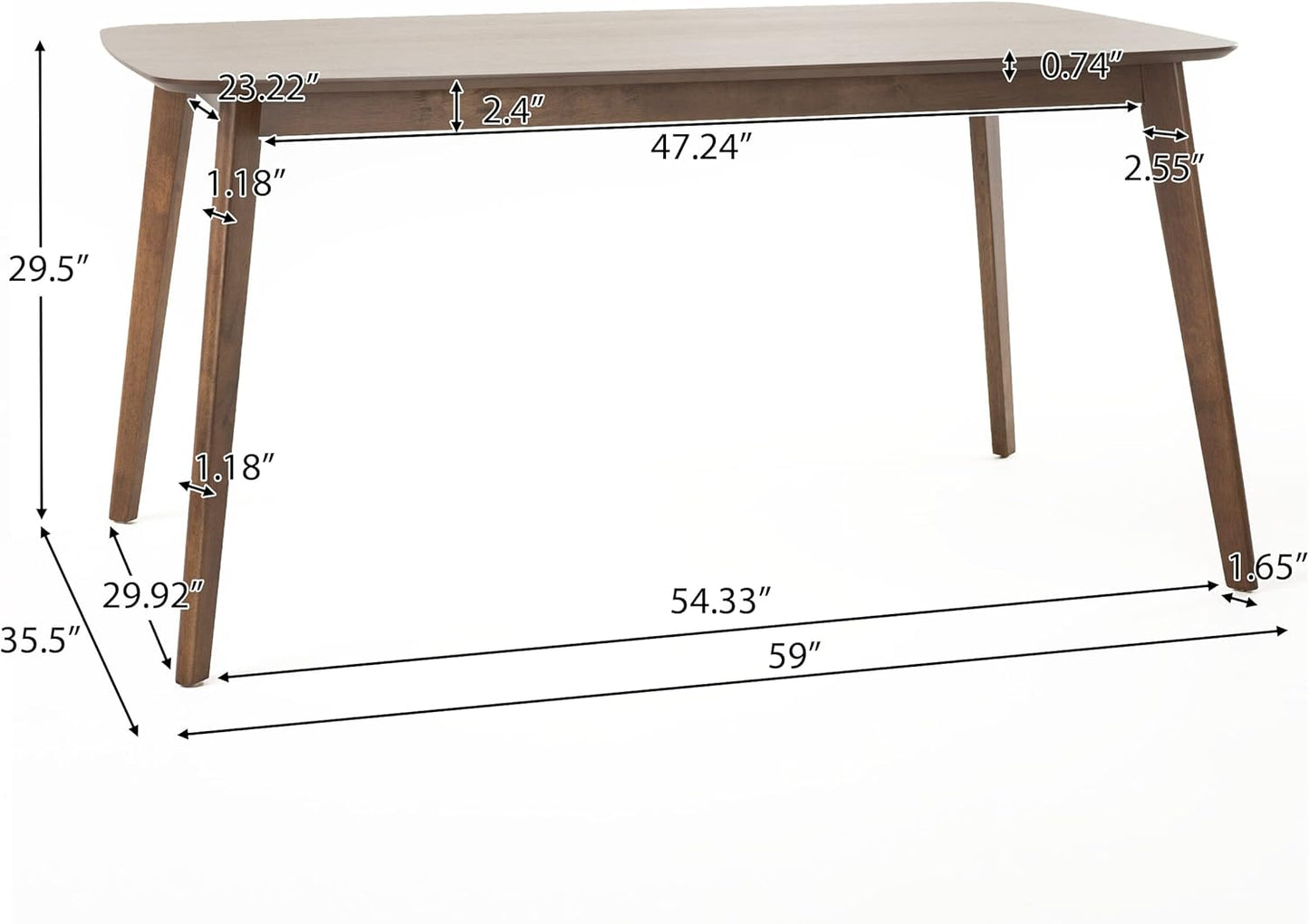 Christopher Knight Home Alma Mid-Century Wood Dining Set with Fabric Chairs, 5-Pcs Set, Natural Walnut / Dark Grey