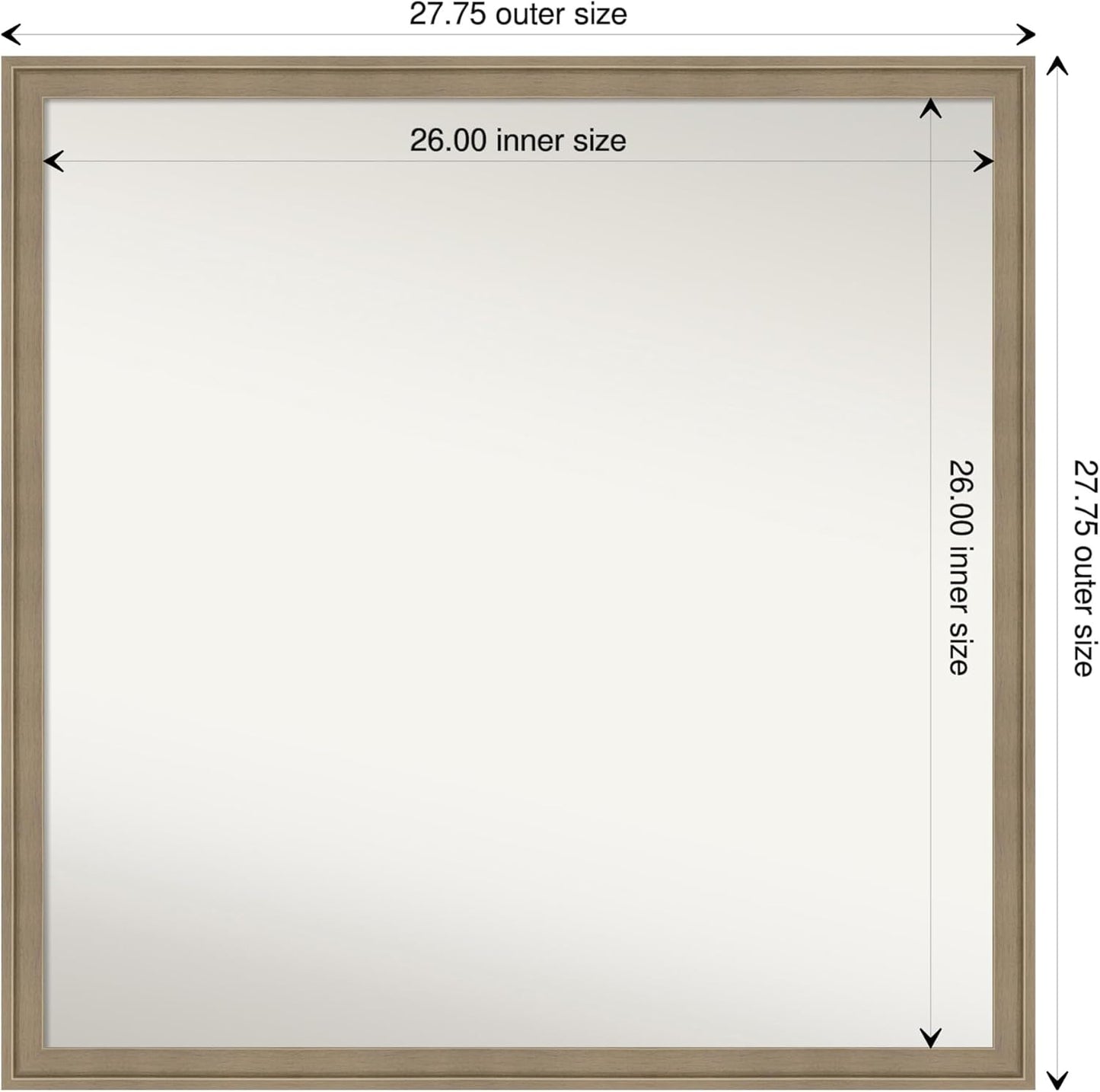 Amanti Art Grey Bathroom Mirror for Over Sink, 28x28 Florence Grey Square Vanity Mirror, Large Casual Frame, Hangs Horizonally and Vertically, Bathroom Wall Decor, Non-Beveled Edge from WI, USA